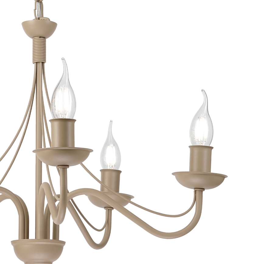 Lysekrone med kæde ANTON 5xE14/60W/230V beige