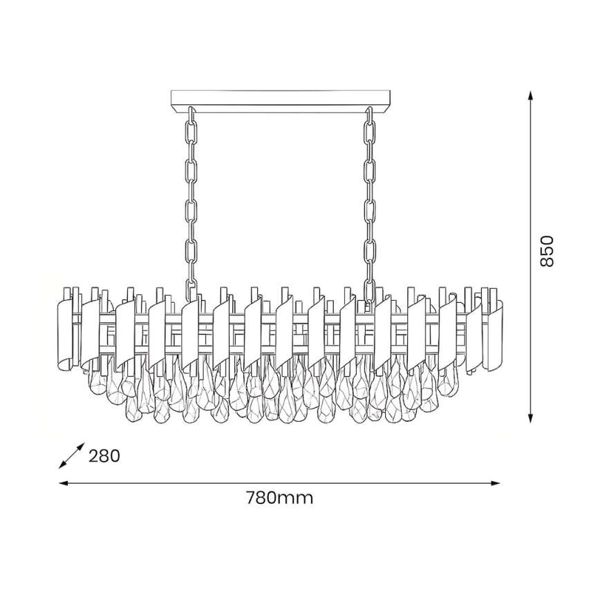 Lysekrone med kæde CRISTAL 10xE14/10W/230V sort/guld