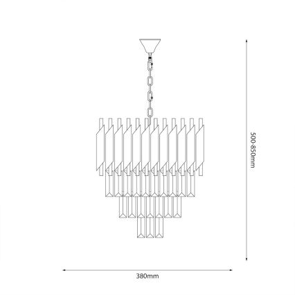 Lysekrone med kæde CRISTAL 5xE14/10W/230V Ø 38 cm sort/mat krom