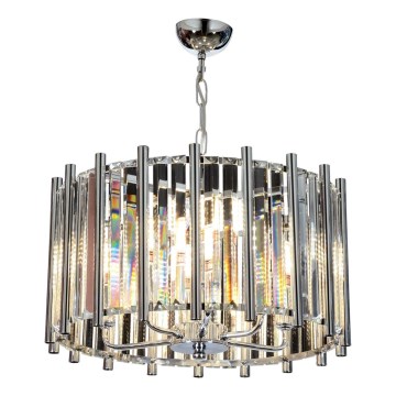 Lysekrone med kæde CRYSTALLINE 6xE14/40W/230V blank krom