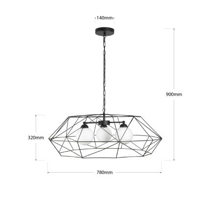 Lysekrone med kæde DEXA 3xG9/10W/230V sort