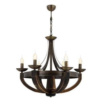 Lysekrone med kæde KOBE 6xE14/40W/230V brun