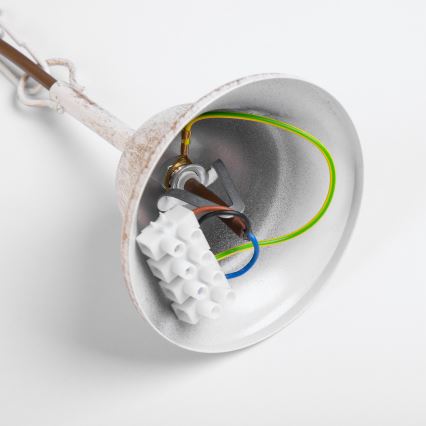 Lysekrone med kæde MALBO 8xE14/10W/230V hvid/guld/patina