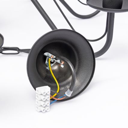 Lysekrone med kæde MALBO 8xE14/10W/230V sort