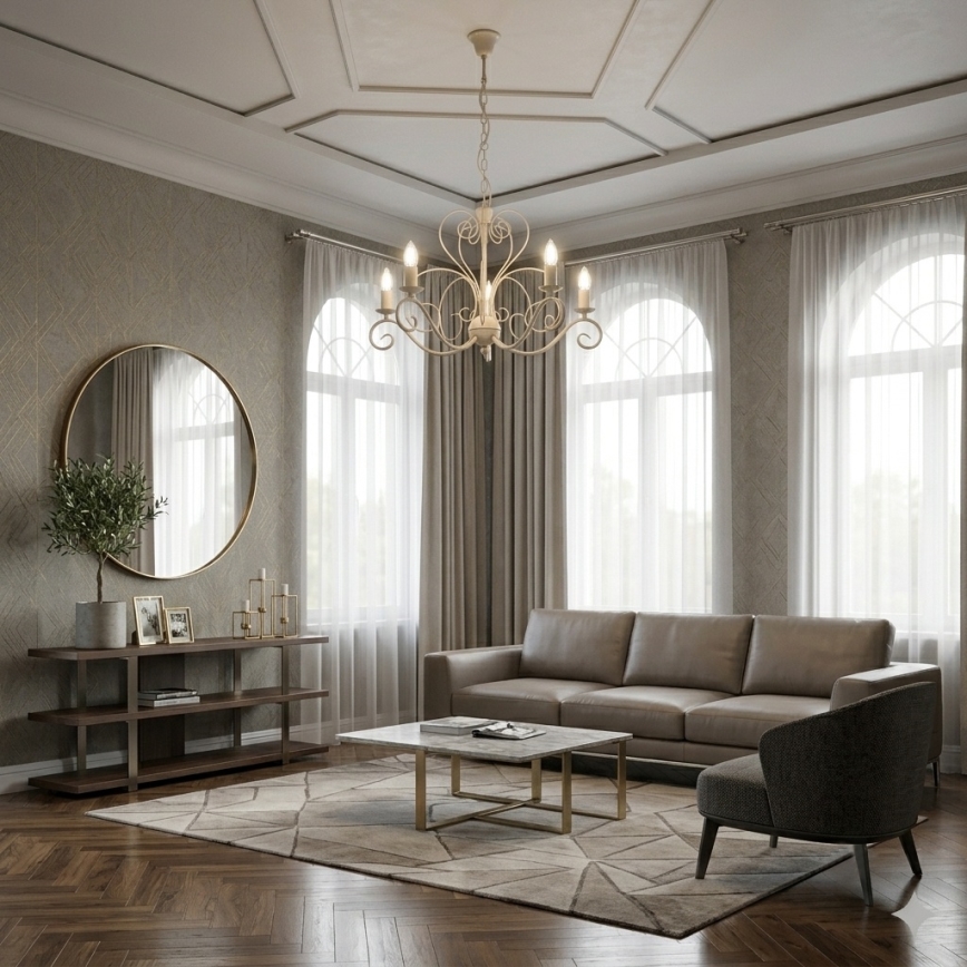 Lysekrone med kæde MAURO 5xE14/15W/230V beige