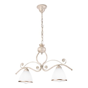 Lysekrone med kæde RETRO 2xE27/60W/230V guld/patina