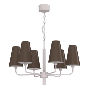 Lysekrone med kæde TORTOLA 6xE14/15W/230V brun/creme