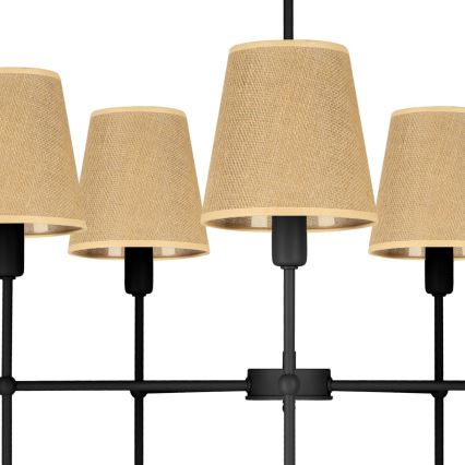 Lysekrone med stang MADELA 5xE14/40W/230V jute/sort