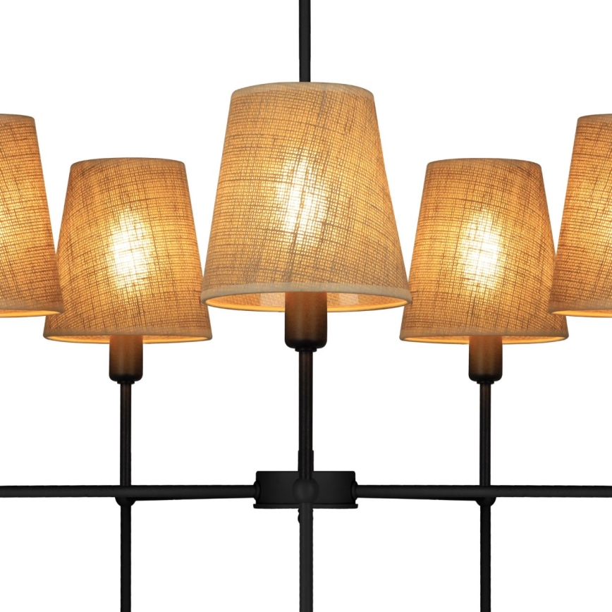 Lysekrone med stang MADELA 5xE14/40W/230V jute/sort