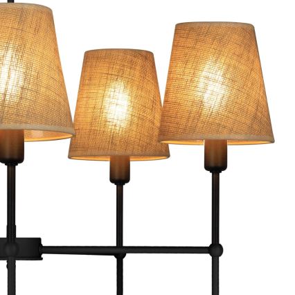 Lysekrone med stang MADELA 5xE14/40W/230V jute/sort