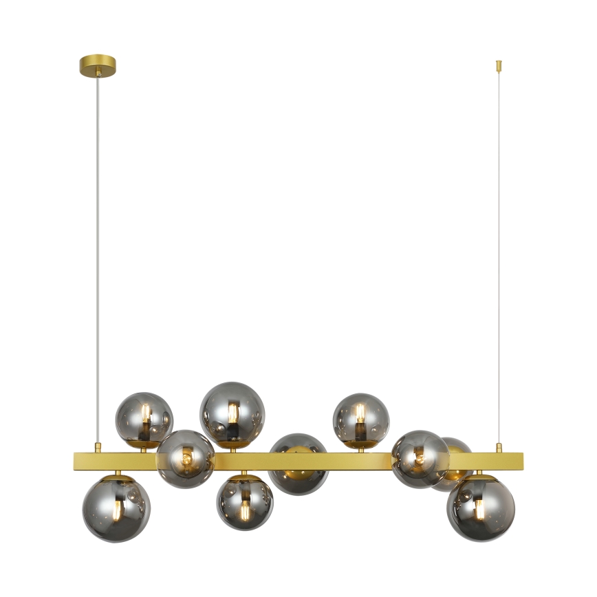 Lysekrone med wireophæng SOLARI 10xE14/15W/230V guld/røget sort