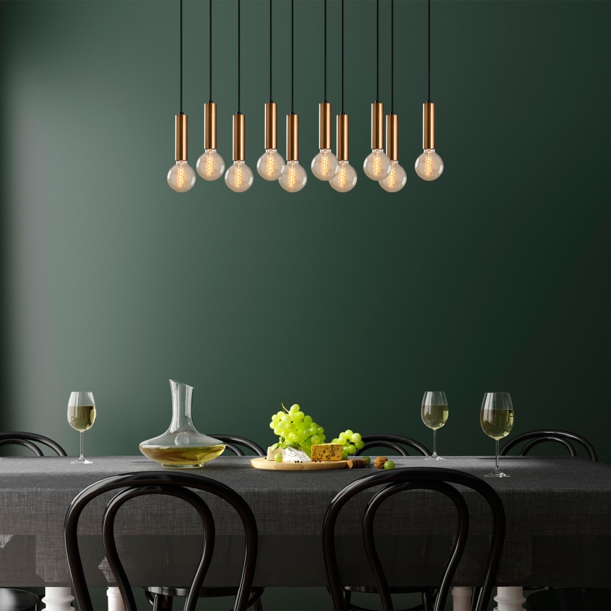 Lysekrone med wireophæng TEMPO 10xE27/40W/230V guld