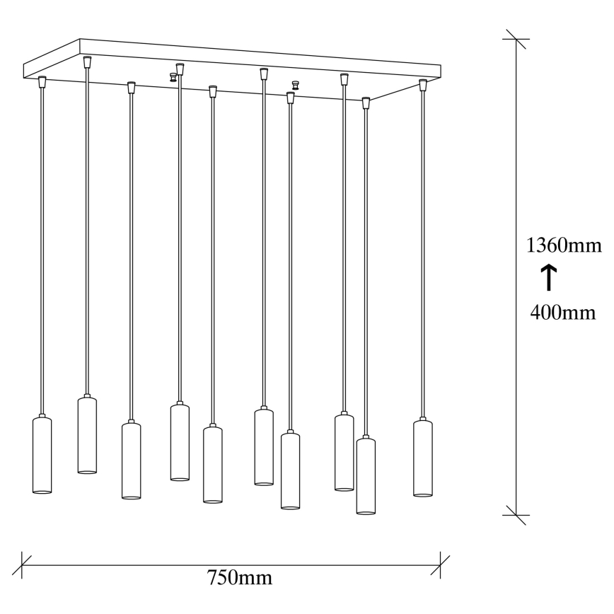 Lysekrone med wireophæng TEMPO 10xE27/40W/230V guld
