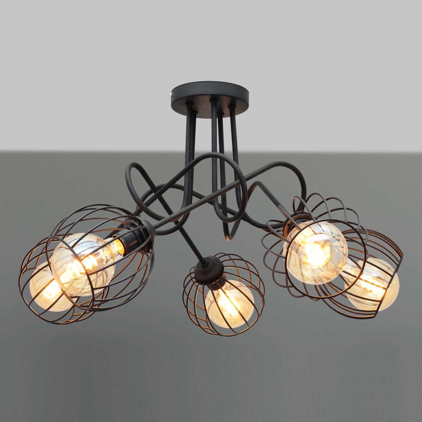 Lysekrone OXFORD 5xE27/15W/230V sort
