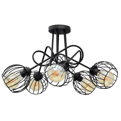 Lysekrone OXFORD 5xE27/15W/230V sort