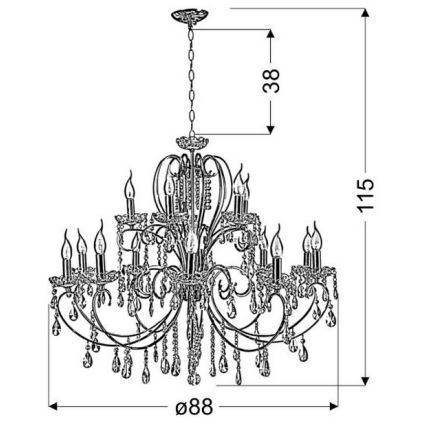Lysekrone på en kæde AURORA 15xE14/40W/230V