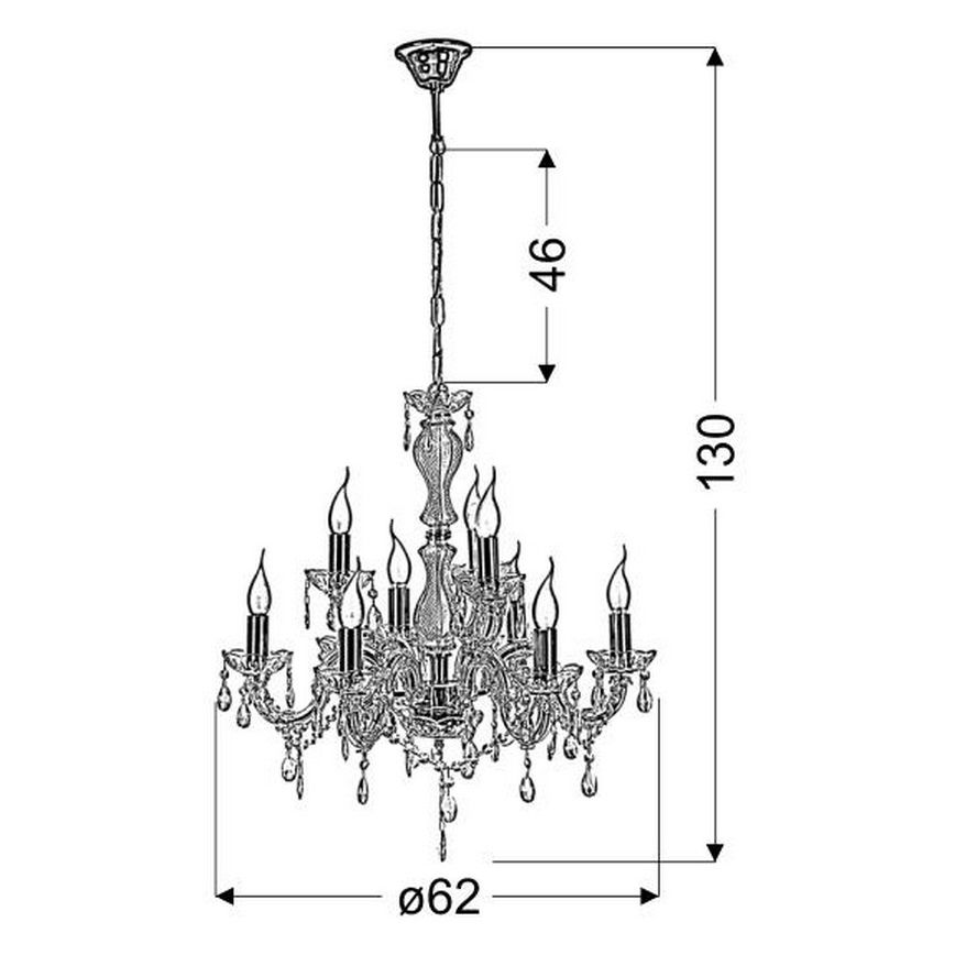 Lysekrone på en kæde MARIA TERESA 9xE14/40W/230V