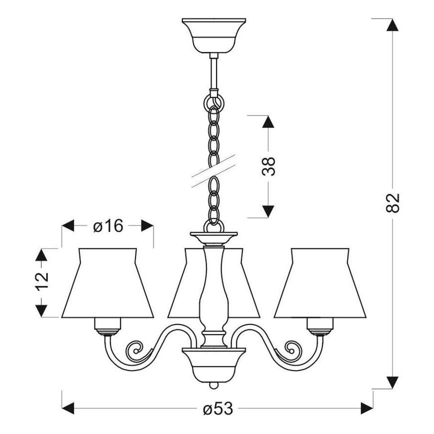 Lysekrone på en kæde ZEFIR 3xE27/40W/230V