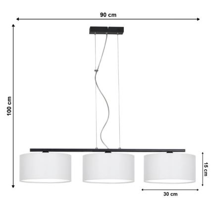 Lysekrone på en snor ASTRA 3xE27/60W/230V hvid