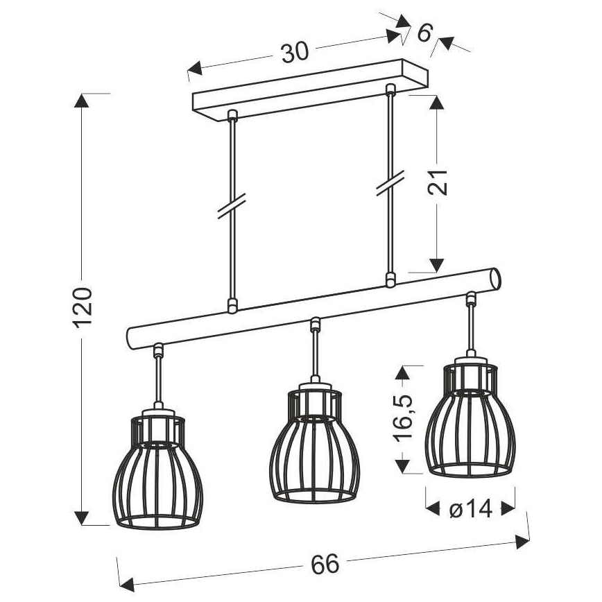 Lysekrone på en snor BERNITA 3xE27/60W/230V
