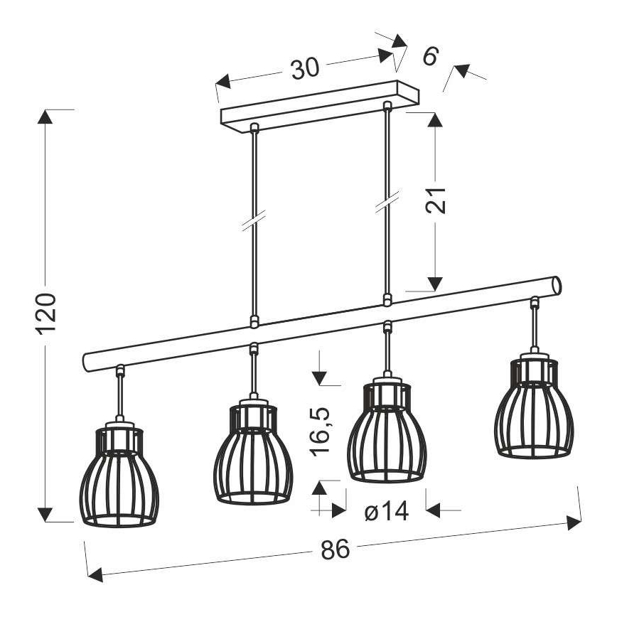 Lysekrone på en snor BERNITA 4xE27/60W/230V