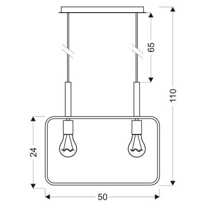 Lysekrone på en snor FRAME 2xE27/60W/230V sort