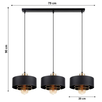 Lysekrone på en snor VEST 3xE27/60W/230V