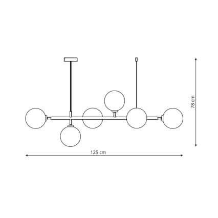 Lysekrone på kabel ALISA 6xE14/40W/230V, sort