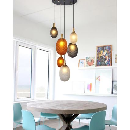 Lysekrone på kabel CACTUS 6xG9/5W/230V kobber/grå/hvid