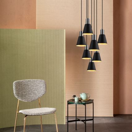 Lysekrone på kabel KEM 7xE27/40W/230V sort