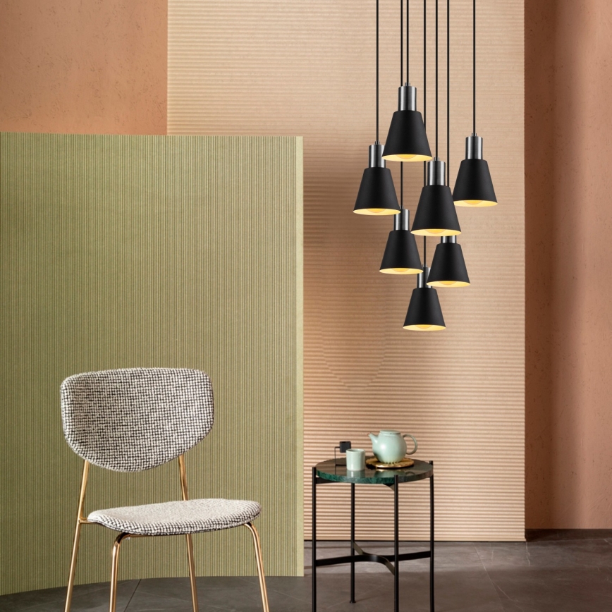 Lysekrone på kabel KEM 7xE27/40W/230V sort