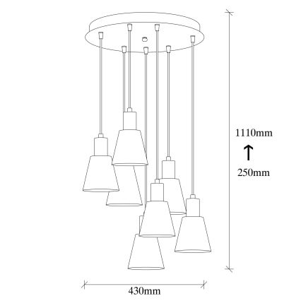 Lysekrone på kabel KEM 7xE27/40W/230V sort