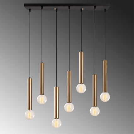 Lysekrone på kabel TEMPO, 7 x E27, 40 W, 230 V, guld