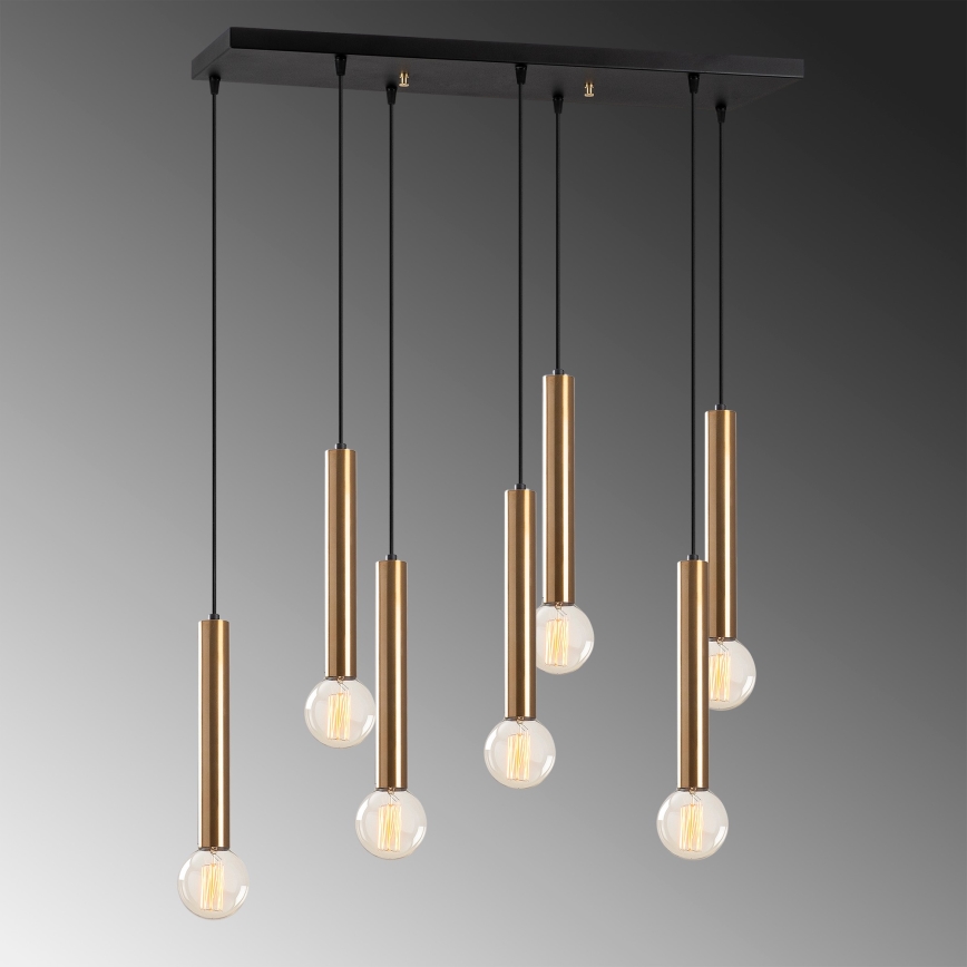 Lysekrone på kabel TEMPO, 7 x E27, 40 W, 230 V, guld