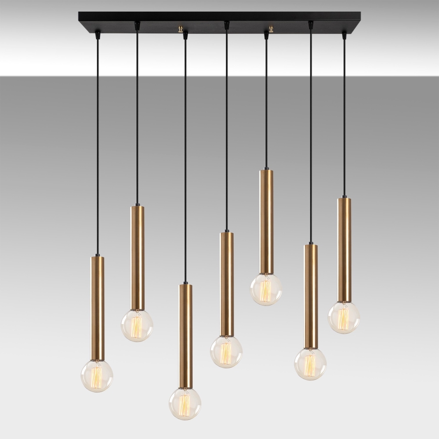 Lysekrone på kabel TEMPO, 7 x E27, 40 W, 230 V, guld