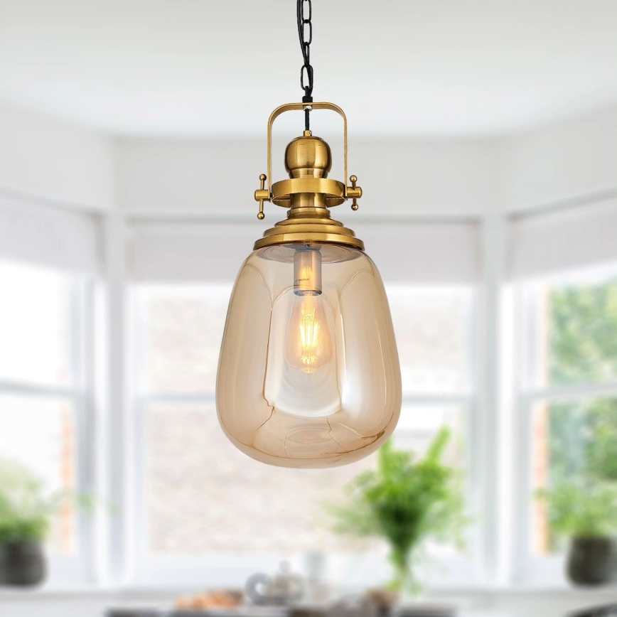 Lysekrone på kæde BOTTLE 1xE27/40W/230V guld