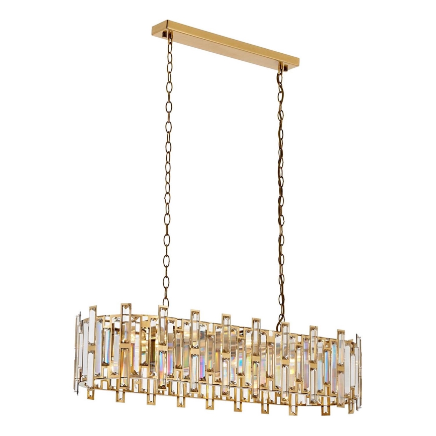 Lysekrone på kæde CRYSTALLINE 13xE14/40W/230V guld