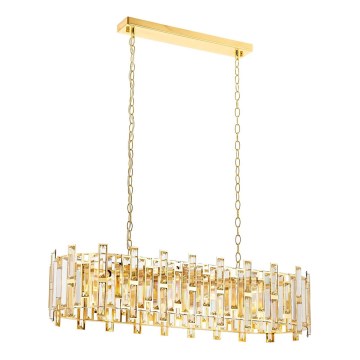 Lysekrone på kæde CRYSTALLINE 13xE14/40W/230V i guld