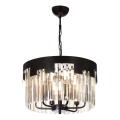 Lysekrone på kæde CRYSTALLINE 6xE27/40W/230V sort