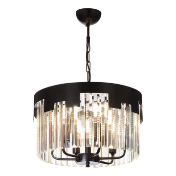 Lysekrone på kæde CRYSTALLINE 6xE27/40W/230V sort