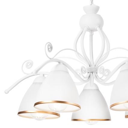 Lysekrone på kæde RETRO II 5xE27/60W/230V hvid