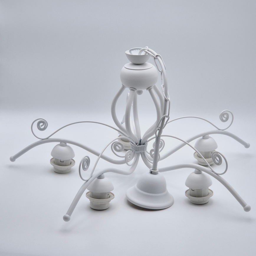 Lysekrone på kæde RETRO II 5xE27/60W/230V hvid