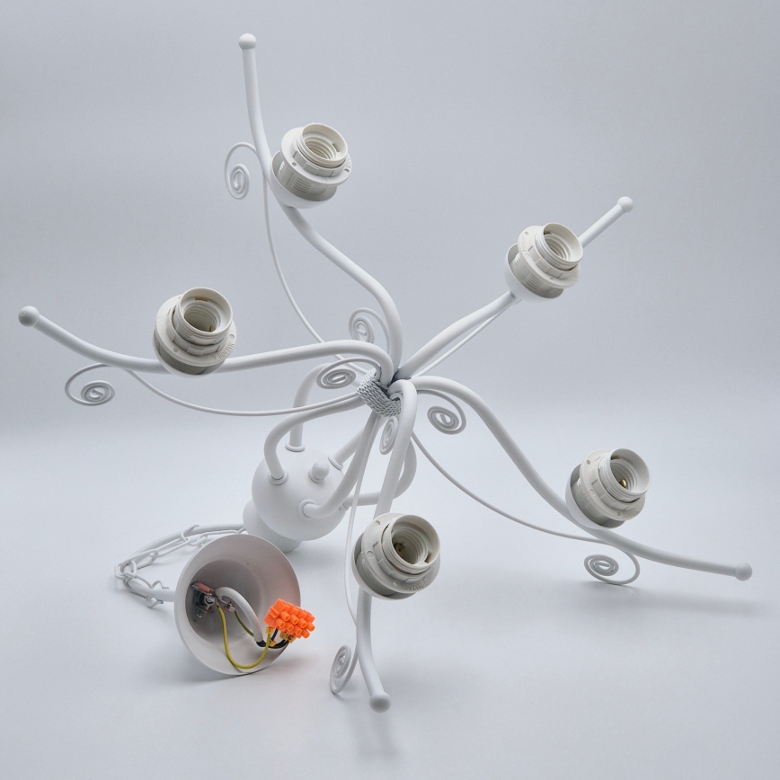 Lysekrone på kæde RETRO II 5xE27/60W/230V hvid