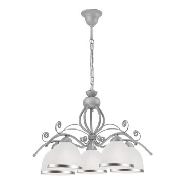 Lysekrone på kæde RETRO II 5xE27/60W/230V sølv