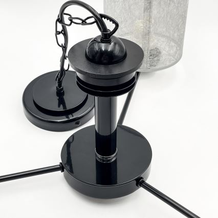 Lysekrone på kæde ROSA 3xE27/60W/230V sort/grå