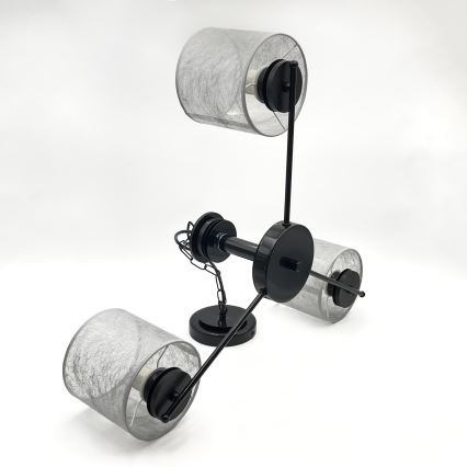 Lysekrone på kæde ROSA 3xE27/60W/230V sort/grå