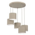 Lysekrone på ledning ARDEN 5xE27/15W/230V pr. 58 cm beige