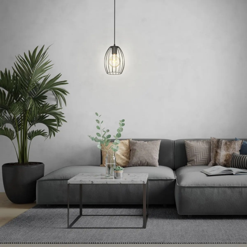 Lysekrone på stang 1xE27/60W/230V sort