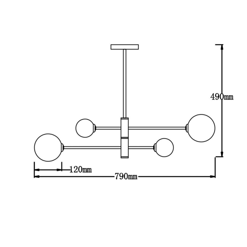 Lysekrone på stang DORADO 4xG9/40W/230V sort