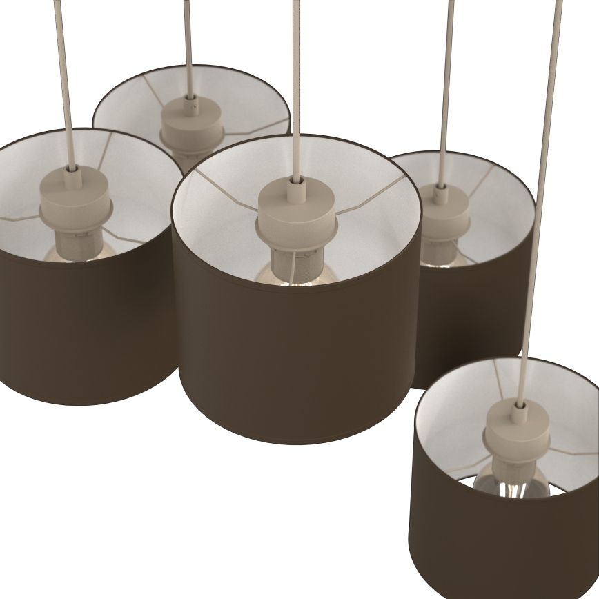 Pendel på ledning ARDEN 5xE27/15W/230V Ø 58 cm beige/brun